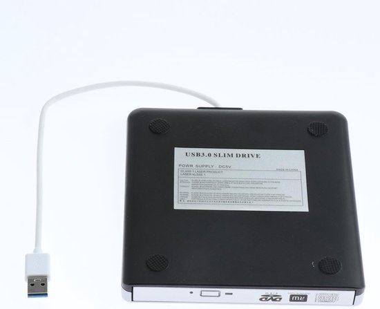 Externe DVD Brander - USB CD/DVD Station - Bestanden Archiveren - Draagbaar Slank Ontwerp - USB 3.0 - Zwart — afbeelding 2