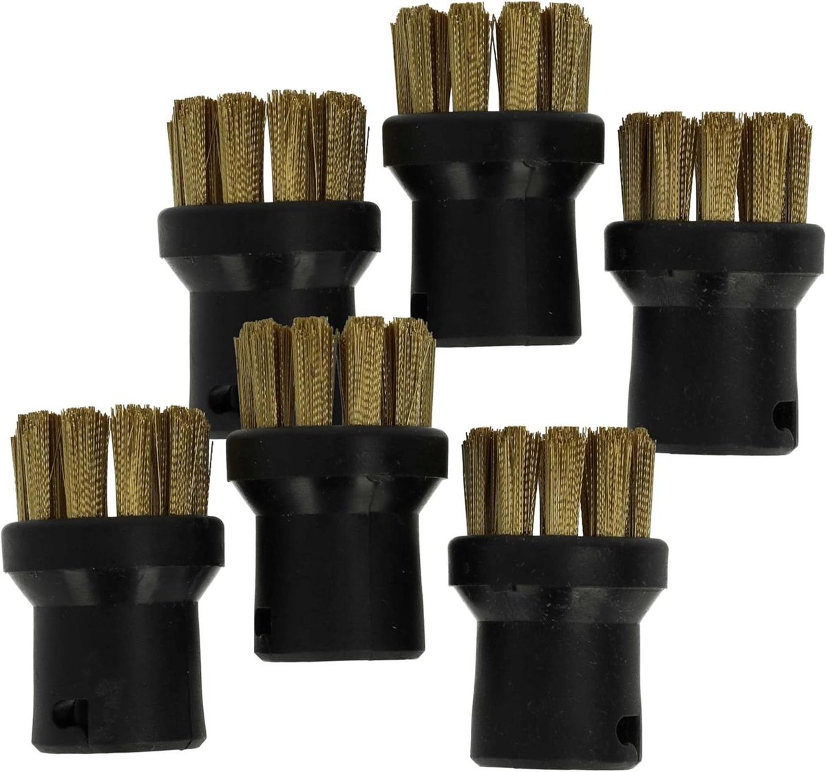 Ronde stoomborstel - Reinigingsborstel - Hardnekkig vuil verwijderen - Set van 6 stuks - 2.5 cm diameter - Goud zwart