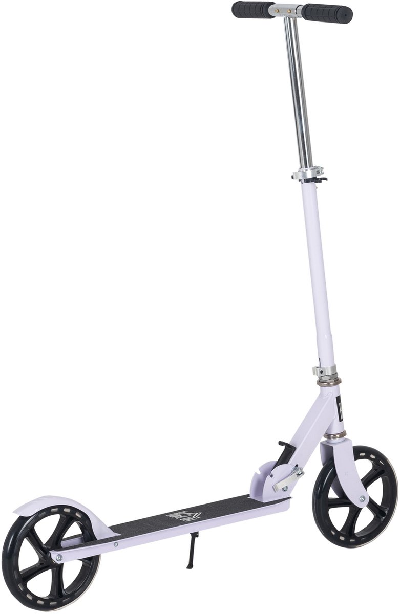 Opvouwbare step met in 4 standen verstelbare stuurhoogte en achterrem voor kinderen en tieners - maximaal gewicht 100 kg - 88L x 37B x 75-100H cm - wit