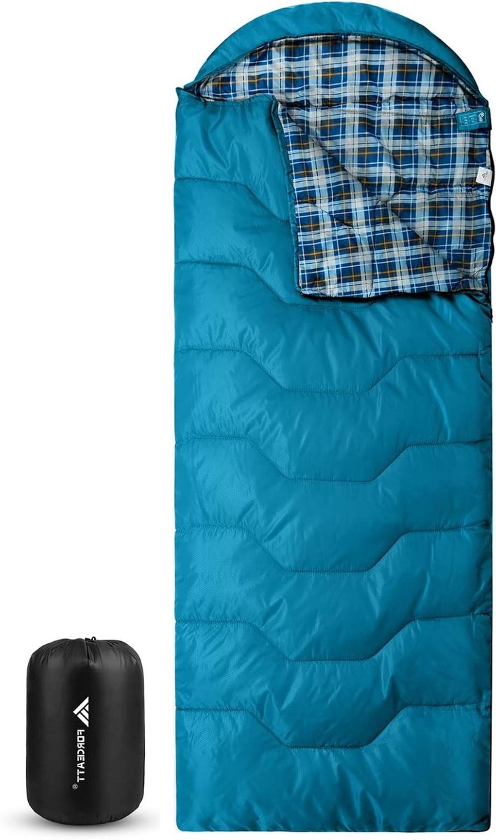 Slaapzak 3 Seizoenen - Kampeerslaapzak Outdoor - Kamperen en wandelen - Waterafstotend en scheurvast - 220 x 80 cm - Koningsblauw