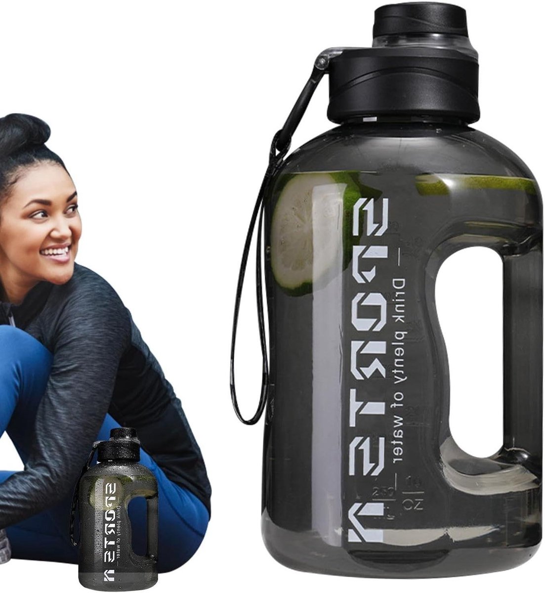 Waterfles - Drinkbeker Sportbidon - Hydratatie Onderweg - Morsbestendig Ontwerp - 17 Liter - Zwart