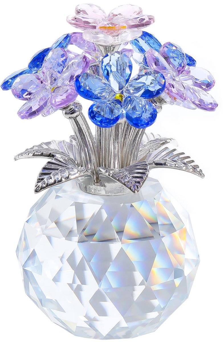 SnelShoppen - Movdyka Kristallen Vergeet-mij-niet Bloemen Boeket Beeldjes - Veelkleurige Ornamenten voor Woonkamer - Unieke Cadeaus voor Vrouwen, Moed