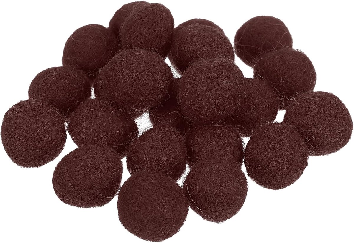 Wolvilt ballen kralen wol vilten pom 1,5 cm 15 mm bruin voor thuis ambachten handwerk project DIY Pack van 20