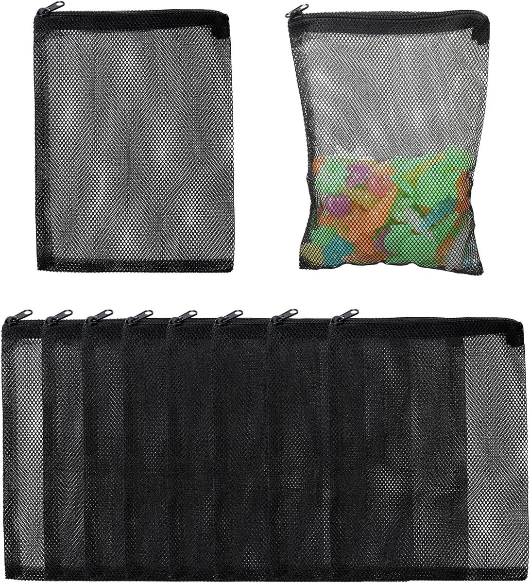 Lens Aquarium filterzakken, 10 stuks, filterzakken voor aquaria met ritssluiting, net, filterzak met hoge doorstroming, herbruikbare zakken voor actieve kool, biologische ballen (zwart)