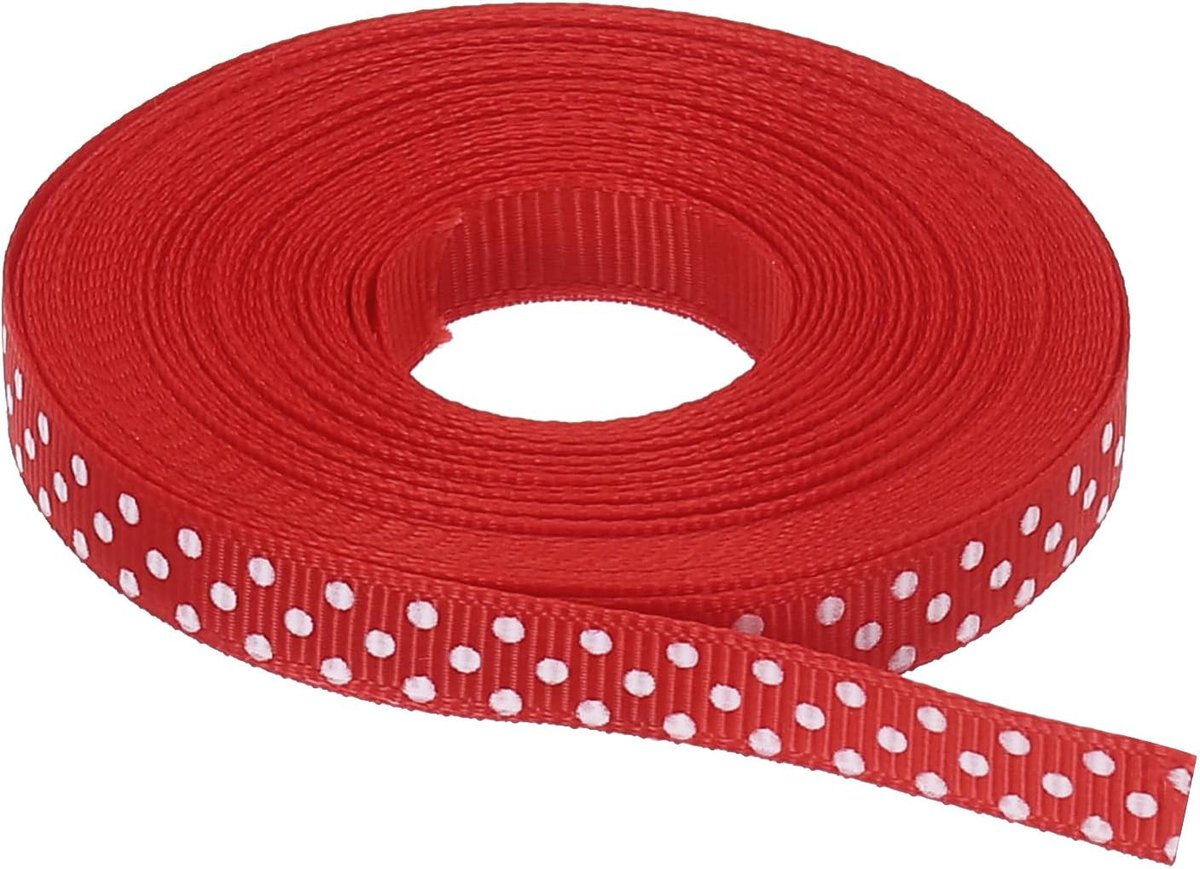 Linten 10 yards 0,4 inch donkerrood met witte stippen lint decoratie voor kunsthandwerk verpakking geschenk bruiloft DIY handgemaakt
