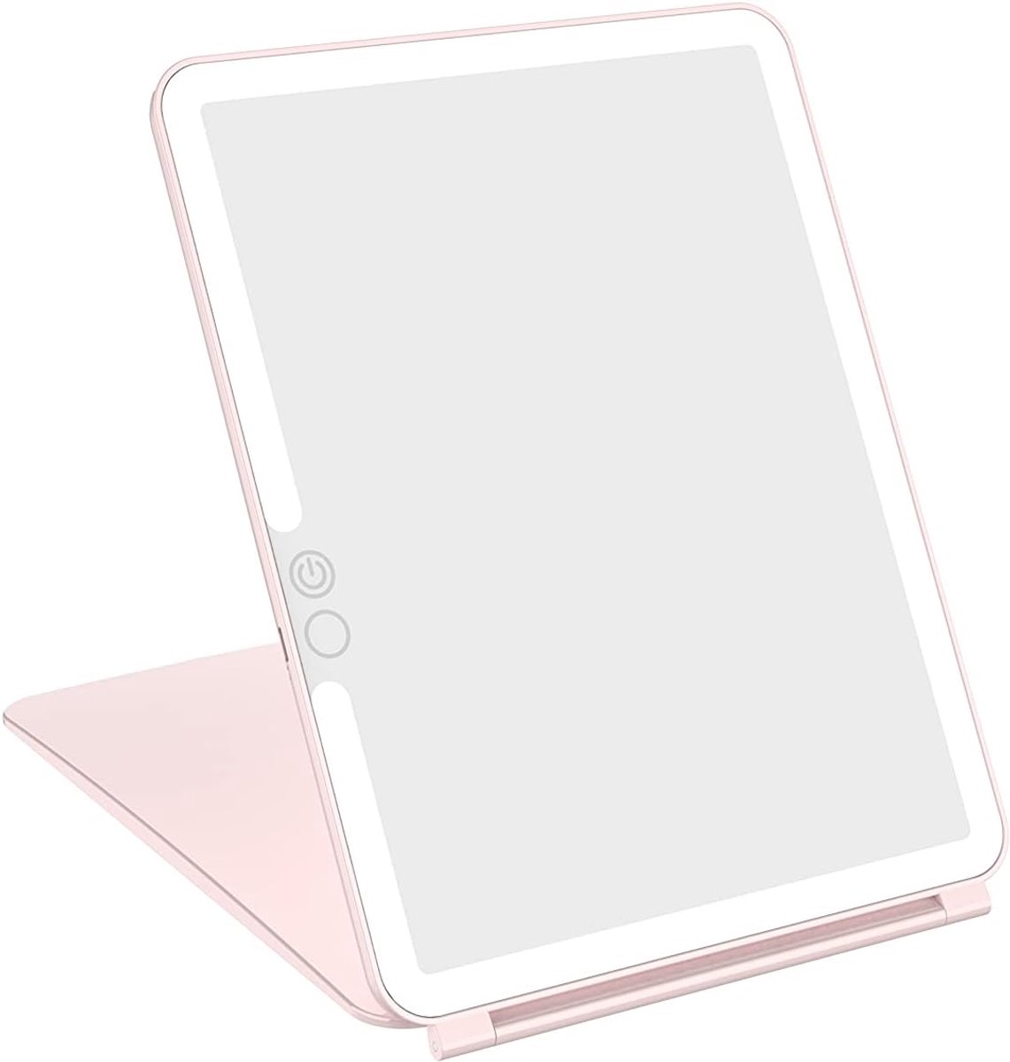 Make-upspiegel met verlichting, make-upspiegel, drie kleuren, instelbare led-cosmeticaspiegel, 2000 mAh, USB-oplaadbaar, verlichte tafelspiegel, make-upspiegel voor op reis (roze)