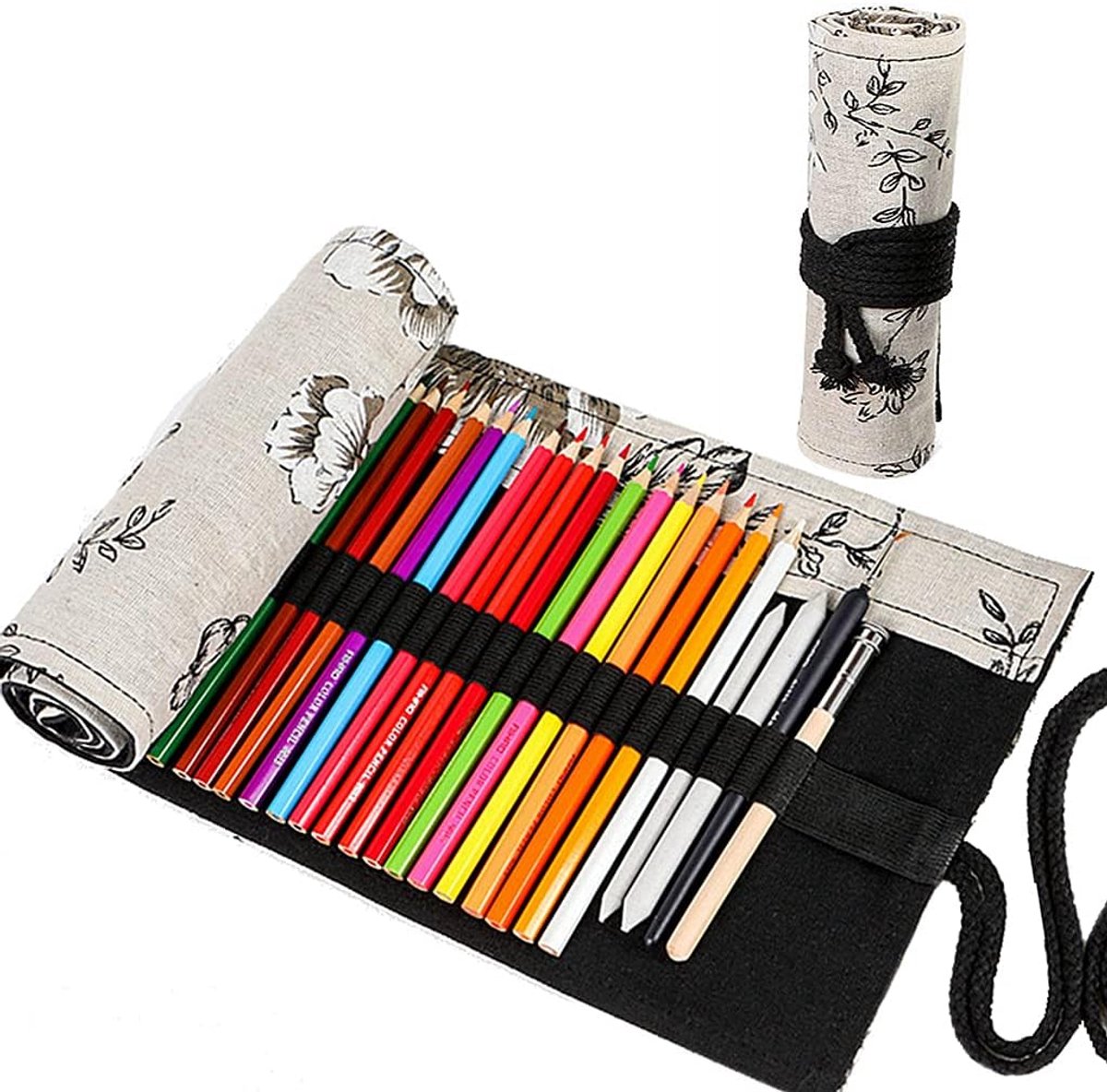 Pencil Wrap, 72 Gaten Canvas Penrol Potlood Wrap Up Houder, Draagbare Tas Etui Pennenhouder Voor Kunstenaars School Kantoor, D, Artistiek, Praktisch