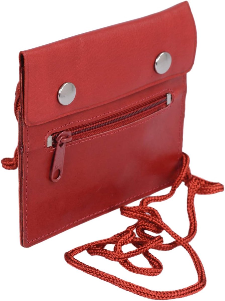 Travel-Line borsttas echt leer, rood, rood, 12x10cm, Borstzakje