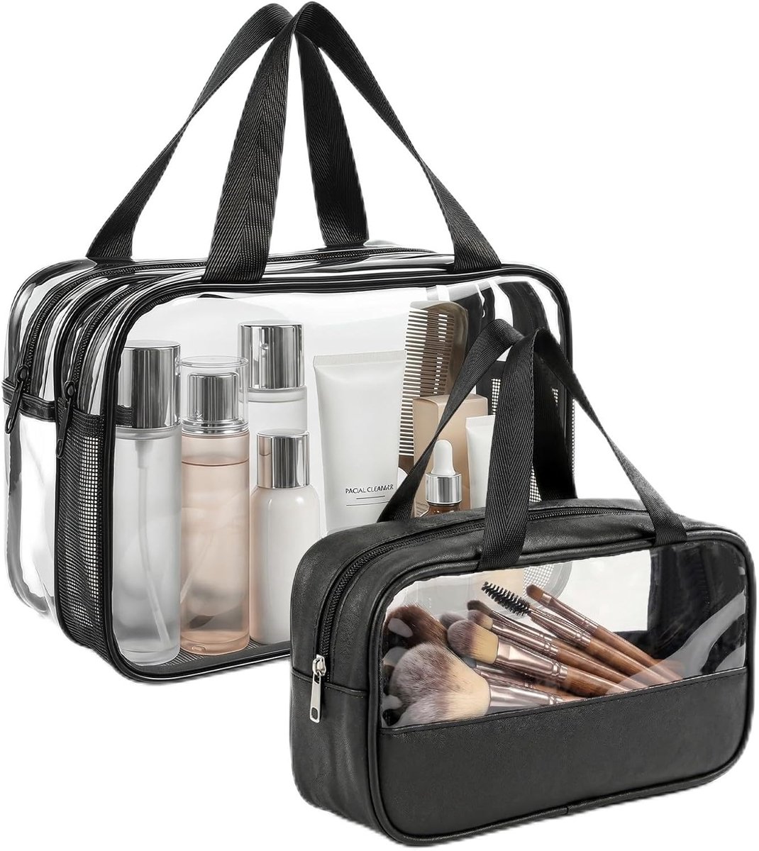 2 stuks doorzichtige tas - transparante tas, doorzichtig, clear bag voor bibliotheek, sportevenementen en concerten, geschikt als make-uptas of voor werk