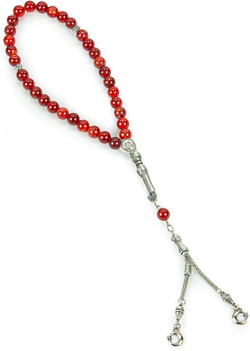 Kralen (6 mm - 33 kralen), natuursteen, moslimgebedskraal, dagelijks Dhikr Tasbeeh, Subha Tasbih cadeau voor ramadan, hadj Umrah, moslimrozenkrans