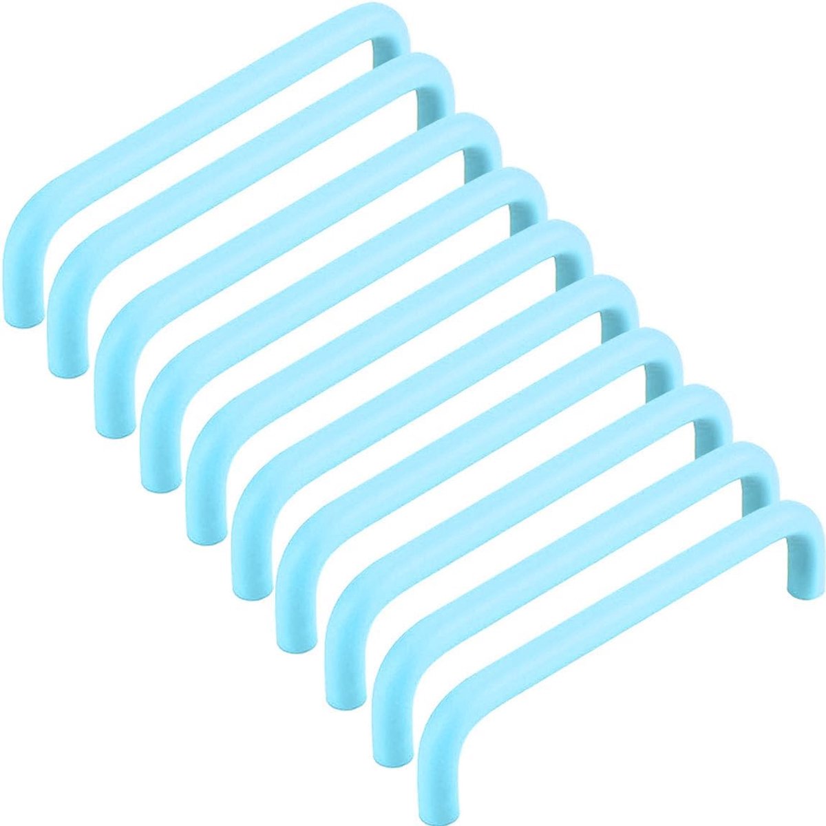 10 stuks meubelgrepen, keukenkastgrepen van aluminium, boorgatafstand 128 mm, blauwe stanggrepen, ladegreep met schroeven voor kinderkamer, kledingkast