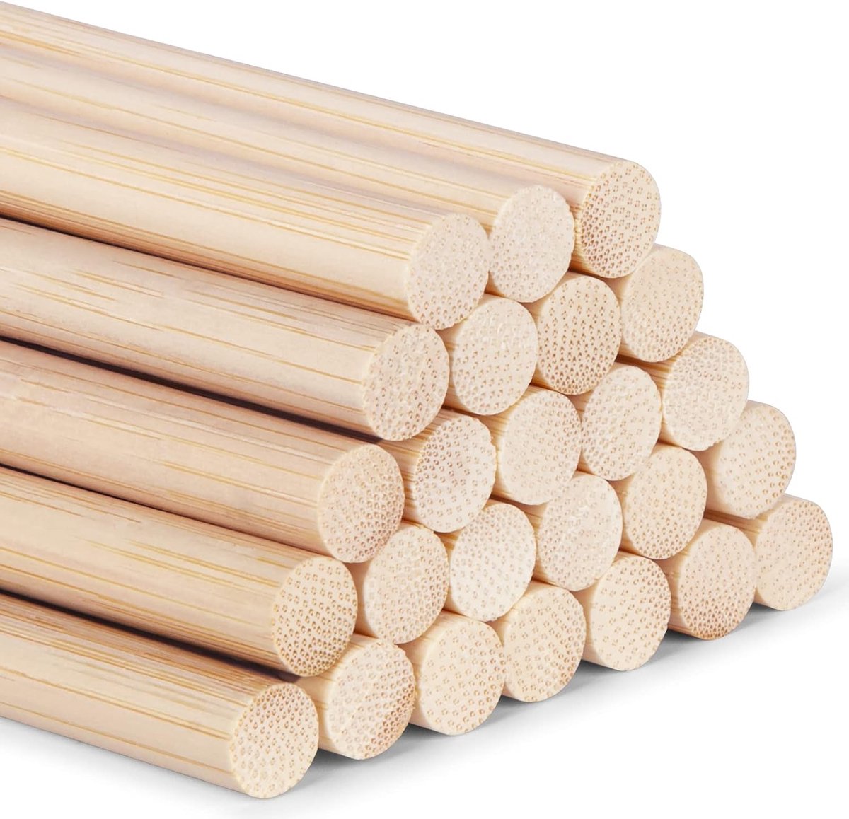 Bamboestokken om te knutselen, 30 cm, ronde stokken, 25 stuks 10 mm/0,40 inch hout, rond hout om te knutselen, hoogwaardige bamboestok