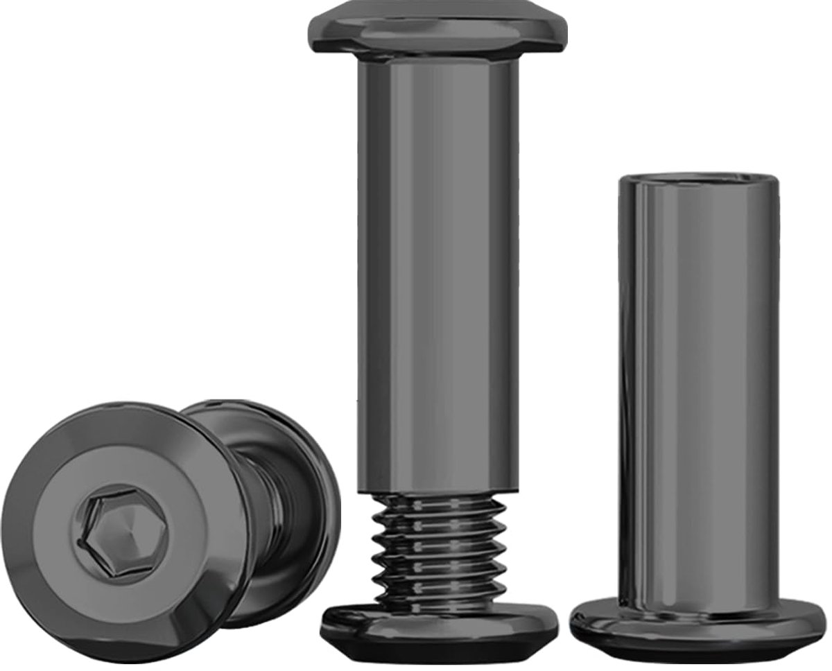 10 stuks verbindingsschroeven zwart M8 meubelschroeven M8 x 16 mm roestvrij staal A2 V2A meubelconnectoren kastconnector (10 schroeven voor meubels, 10 dopmoeren)