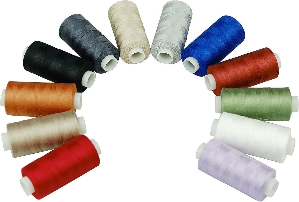 katoenen naai- en quiltdraad voor thuisnaaimachine - 12 basiskleuren, 500 meter/haspel