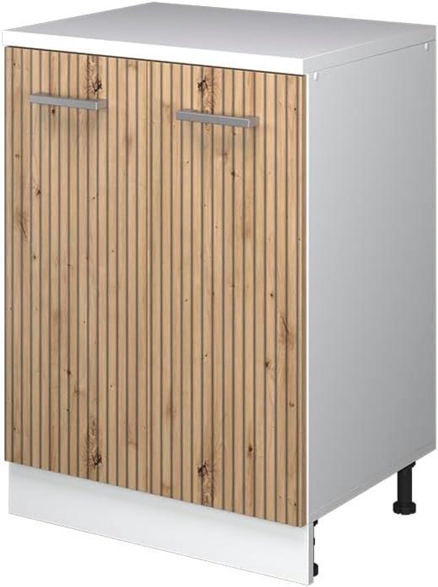 Keukenkast schuine wand - Opbergkast keuken - Ruimte optimaliseren - Verbindend element - 60 cm breed - Eiken wit