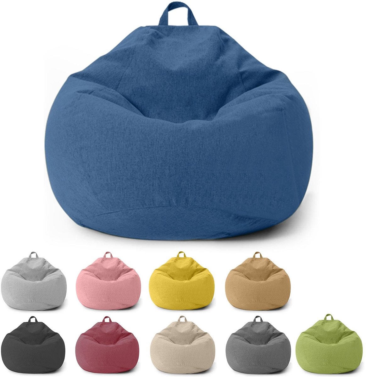 SnelShoppen - Zitzak voor Kinderen en Volwassenen, Overtrek Zonder Vulling, Zitzakstoel voor Slaapkamer, Kantoor, Woonkamer, Terras, Blauw, 100 x 120
