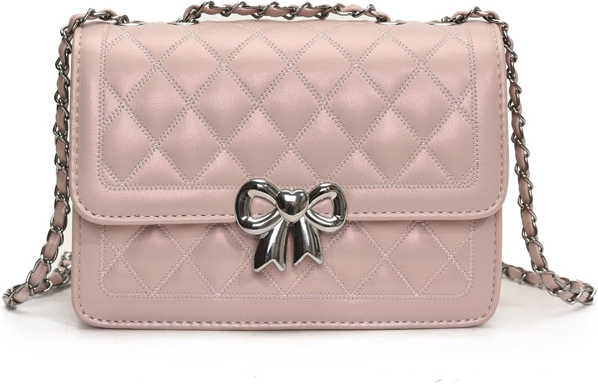 SnelShoppen - Dames Schoudertas Klein met Ketting, Schouderriem, Crossbody Bag, Lingge Tas, Avondtas, Citytas van Leer, Multifunctionele Tas voor Fees