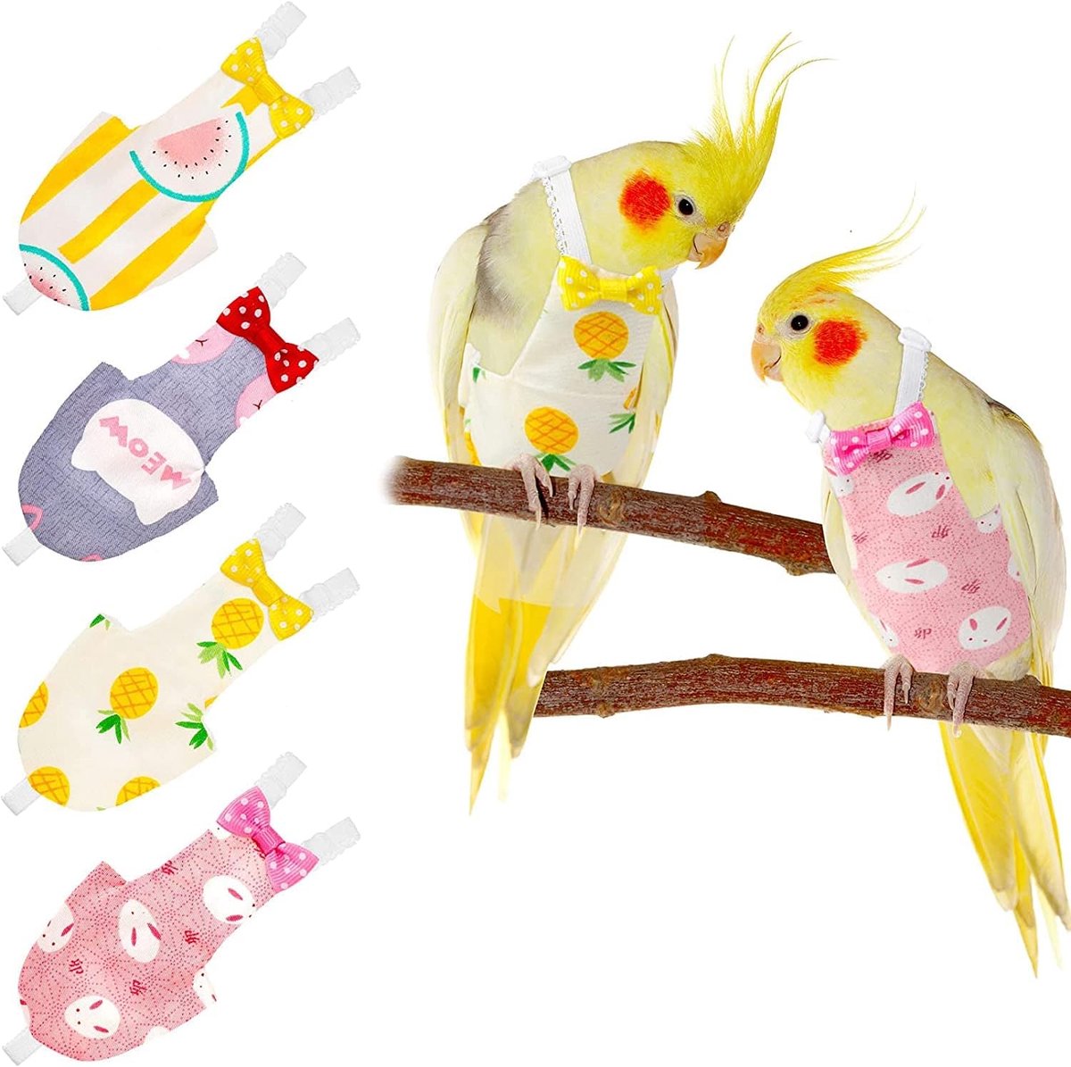 Flight Suite Liner, 4 stuks, wasbaar, herbruikbaar, beschermende papegaaienluierkleding met waterdichte binnenlaag, schattig