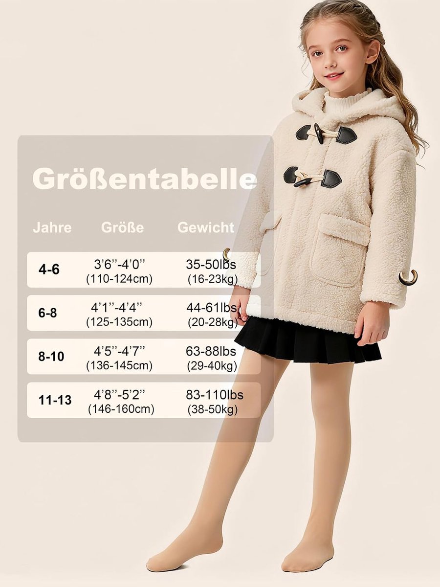 Thermische panty voor meisjes, gevoerde leggings voor kinderen, balletpanty, winter, warm, thermische legging, Beige, 4-6 Jaar