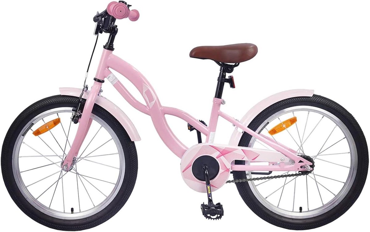 Kinderfiets Jeugdfiets Meisjesfiets Veilig Fietspad Verstelbaar Zadel Stuur 18 inch Lichtroze
