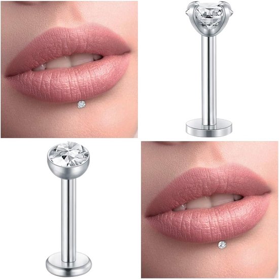 Lip Bars Ringen 16G Chirurgisch Staal Labret Studs Ring Piercing Sieraden Conch Kraakbeen Tragus Helix Oorbel 8mm — afbeelding 2