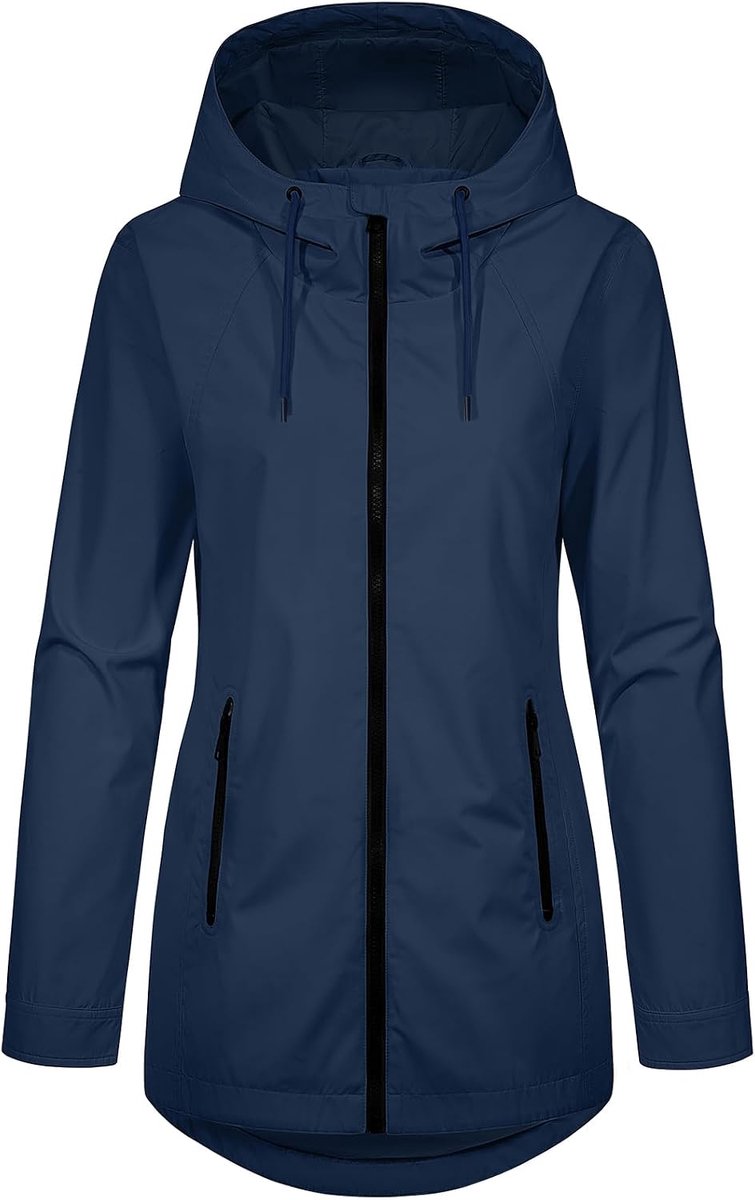 heekpek Jas voor dames, overgangsjas, licht, lang, lente, middellang, winddicht, herfst, parka met capuchon, casual, ademend, ritssluiting, jassen met zakken