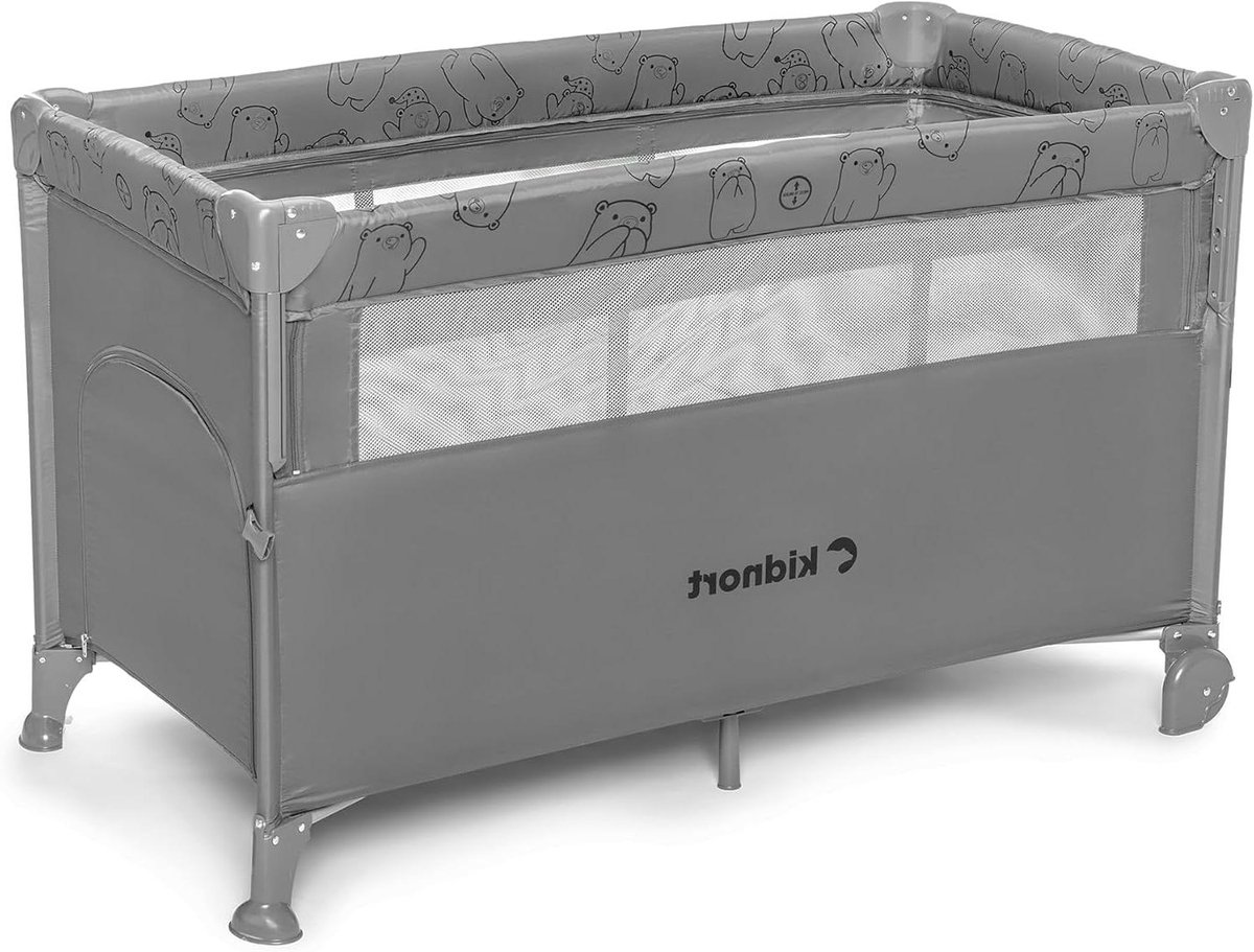 Reisbed Baby - Bijzetbed Box - Veilig Slapen - 3-in-1 Functionaliteit - 120x60 cm - Lichtgrijs