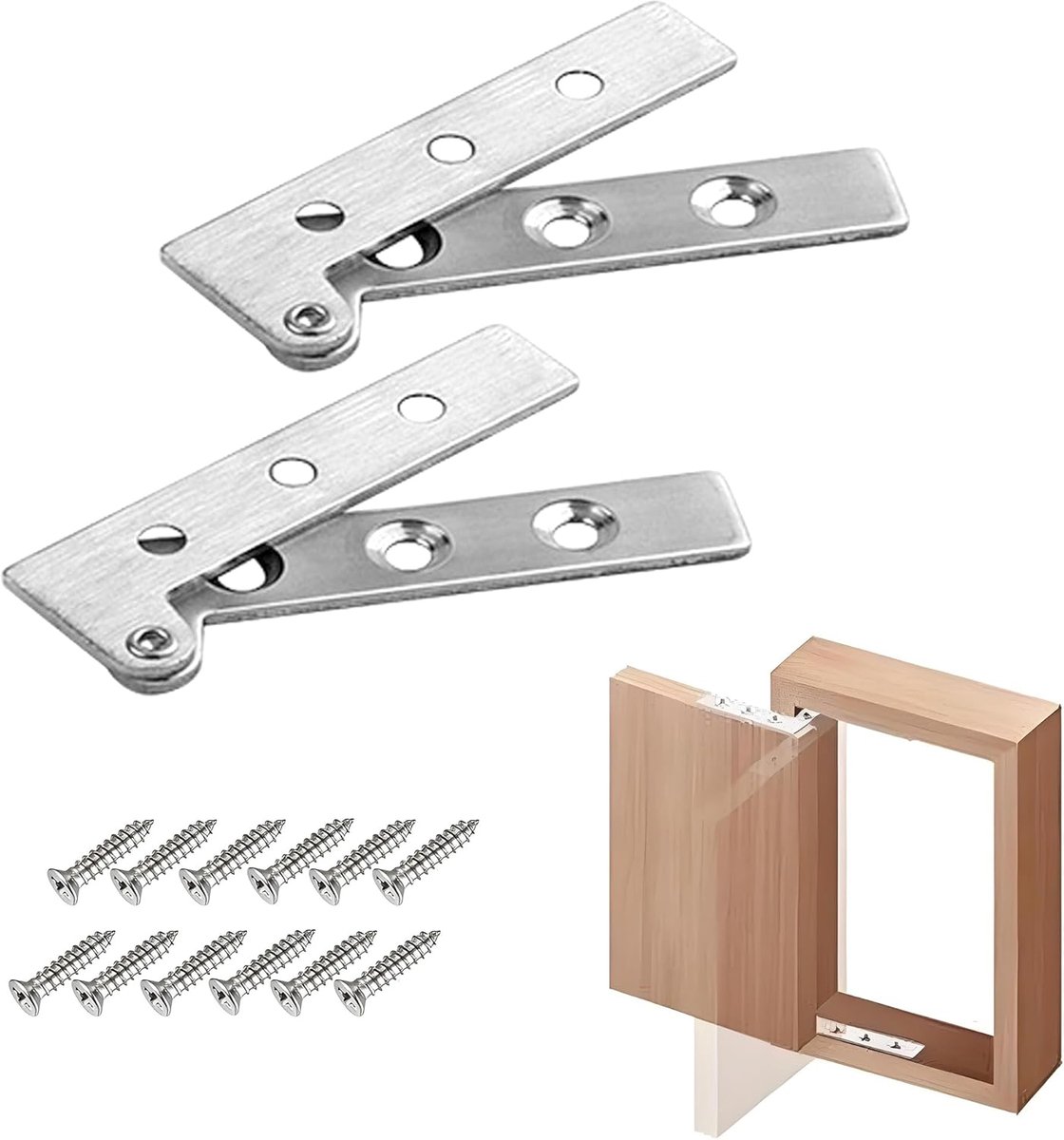Scharnieren, pivot-scharnier, 360 graden scharnier, deur met schroeven, accessoires voor kasten en ramen (kippenmul, 64,1 x 21,5 x 1,4 mm)