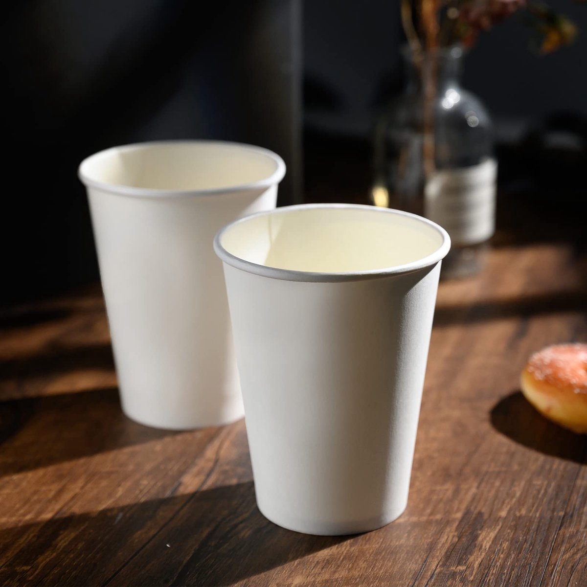Voordeelverpakking 200 stuks papieren wegwerp bekers 8oz wit - Milieuvriendelijke to-go koffiebekers kartonnen drinkbekers voor koffie en dranken