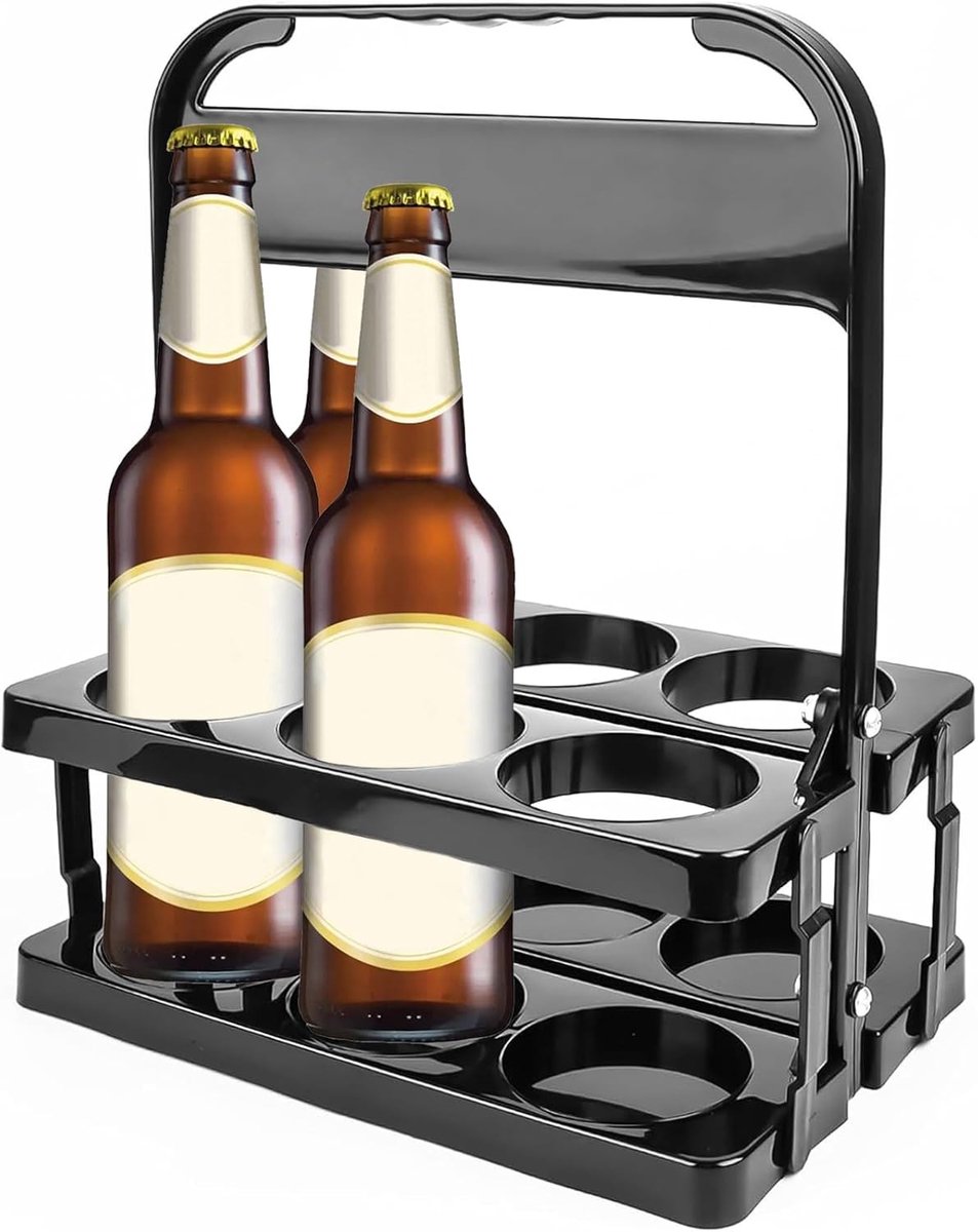 Vouwbare Flessenhouder voor 6 Flessen, Ideaal voor Bier en Wijn, Handige Draagbare Flessenmand voor Feesten en Barbecue