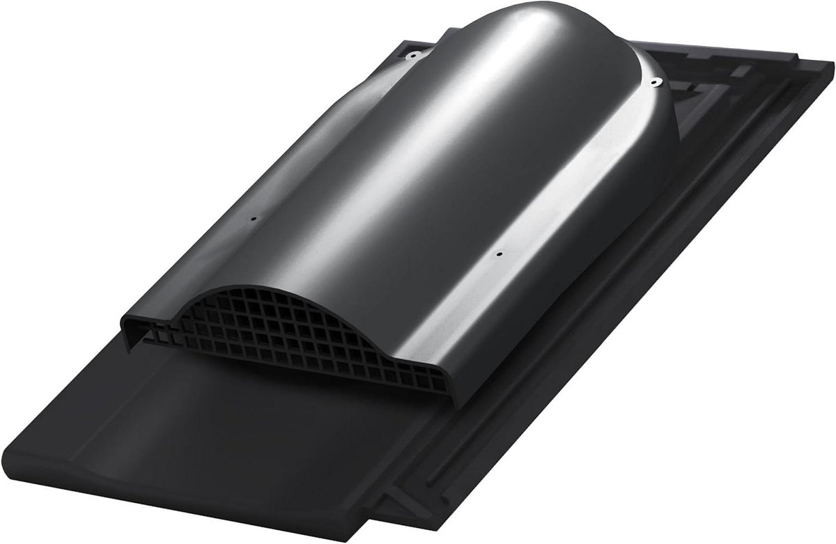 Platte ventilatietegel - Dakventilator Ontluchter - Onderdak Ventileren - Efficiënte Vochtafvoer - DN 125 - Zwart