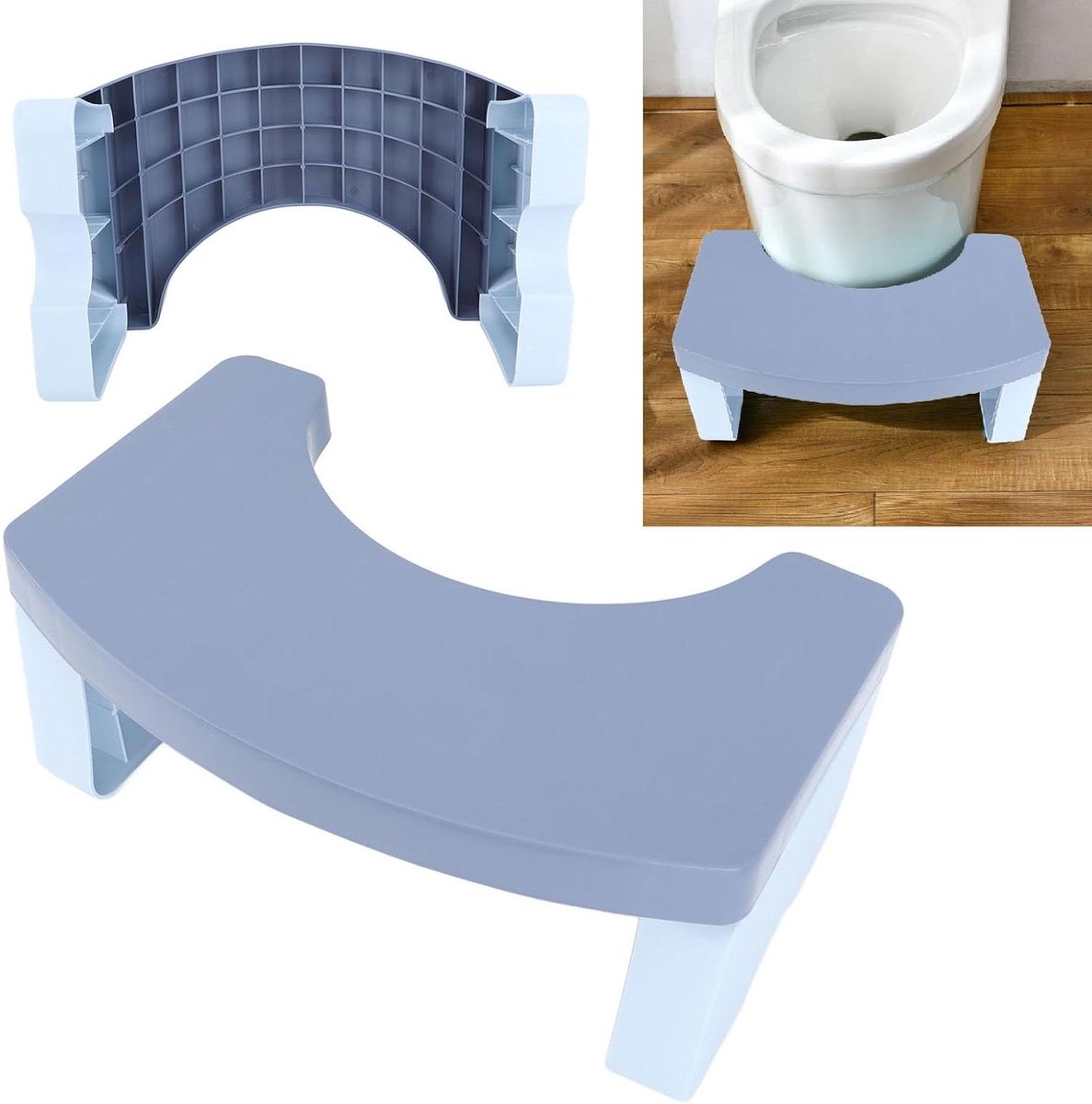 Toiletkruk Opvouwbaar - Kakkruk Poepkruk - Gezondheid Verbeteren - Ergonomisch Ontwerp - 7 Inch Hoogte - Blauw