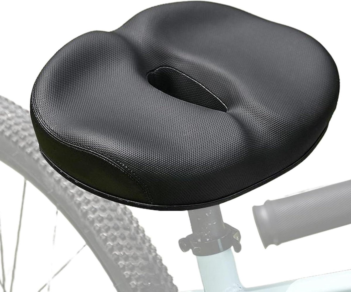 Fietszadel Comfort - Zadel Mountainbike - Lange Fietstochten - Verbeterde Luchtstroom - 29 x 22 x 8.5 cm - Zwart