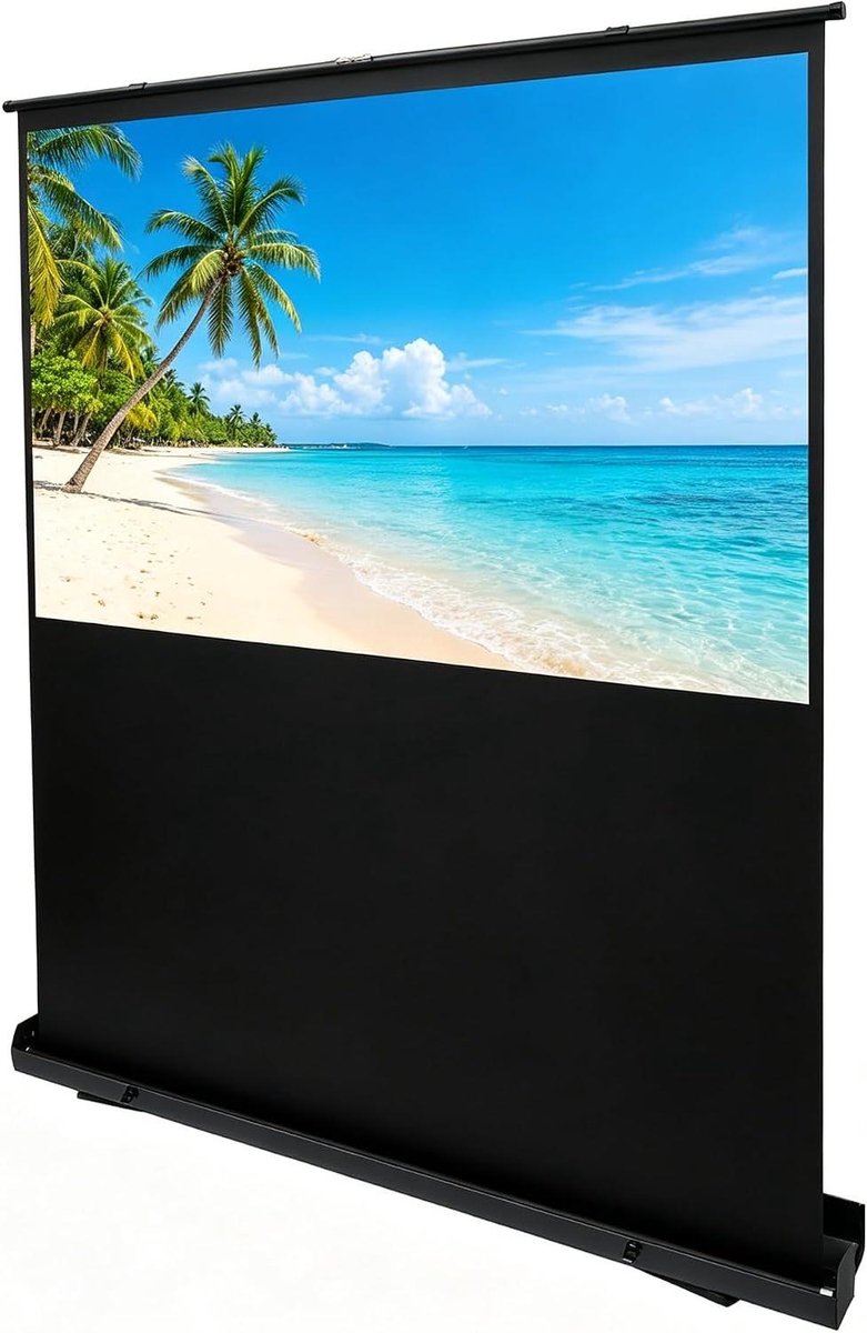 Draagbaar Projectiescherm - Vloerscherm Beamer - Thuisbioscoop Creëren - Zelfvergrendelend Systeem - 80 Inch 16:9 - Zwart Wit
