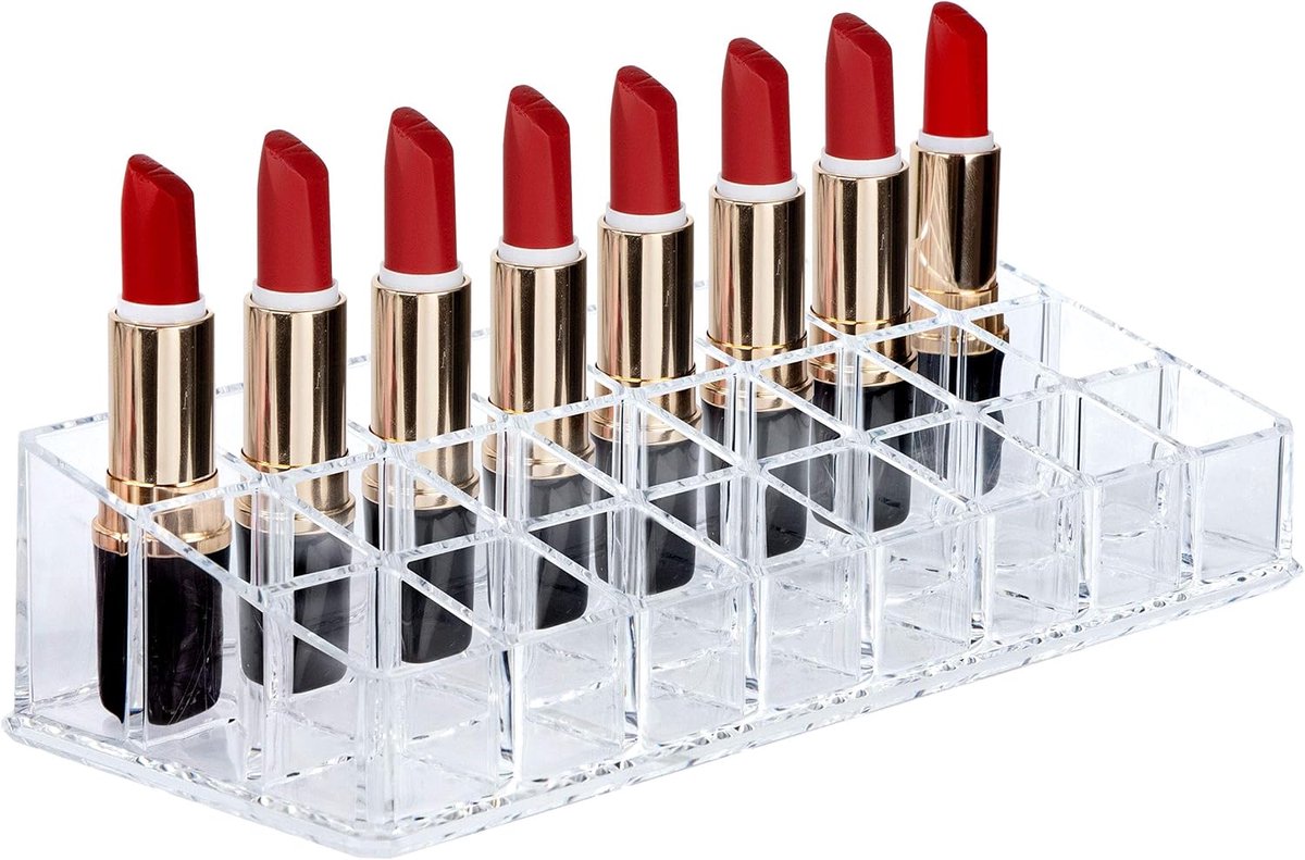 SnelShoppen - Acryl Lippenstift Organizer - Transparante Cosmetica Houder met 24 Plaatsen - Lipstick Standaard voor Opbergen en Display - Perfect voor
