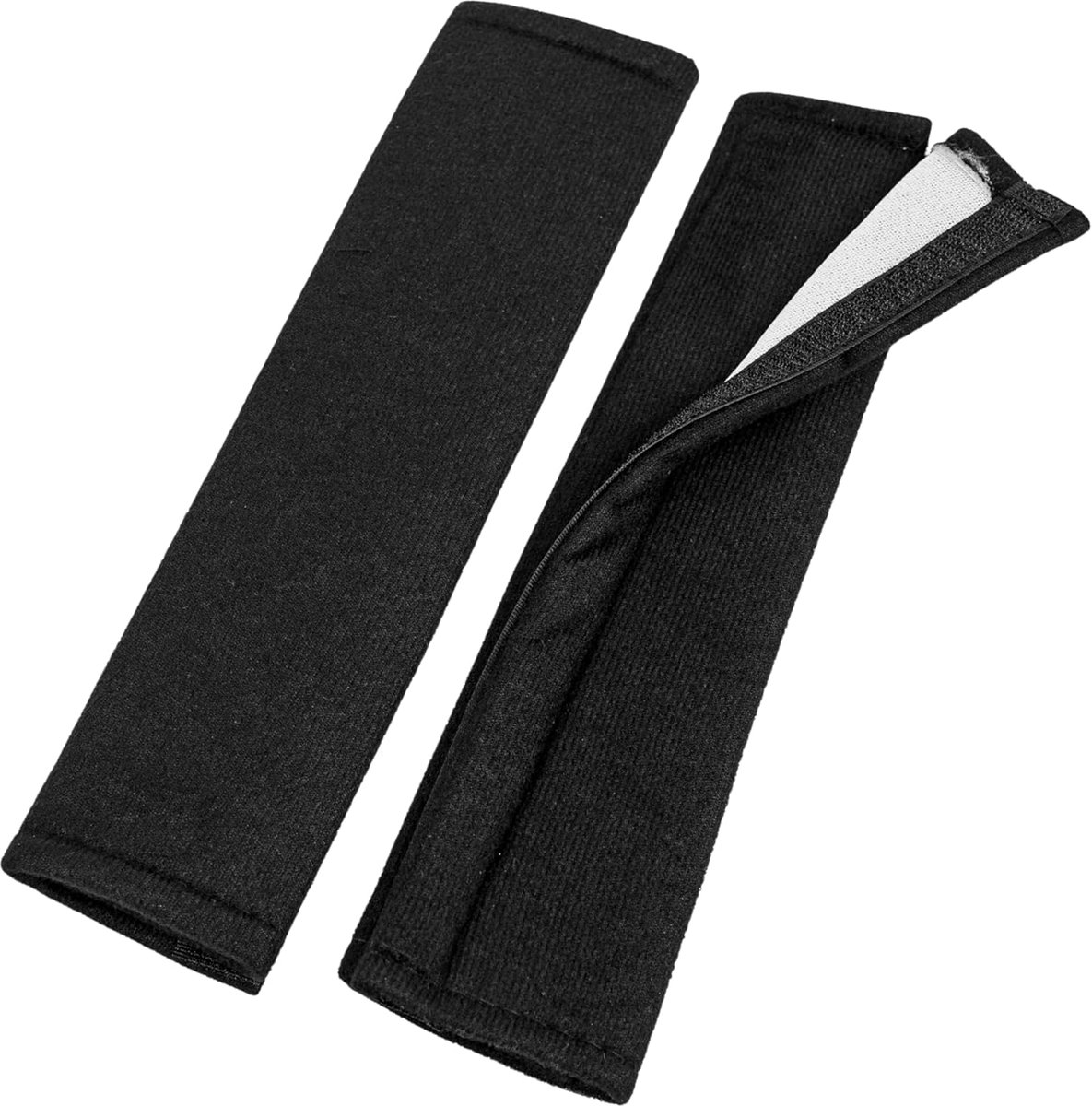 Gordelbeschermer voor autogordel, 2 stuks, in zwart, kussen van zachte microvezel, beschermer met klittenbandsluiting, 24 cm lang gordelkussen, schouderkussen auto, schoudergordelkussen autogordel
