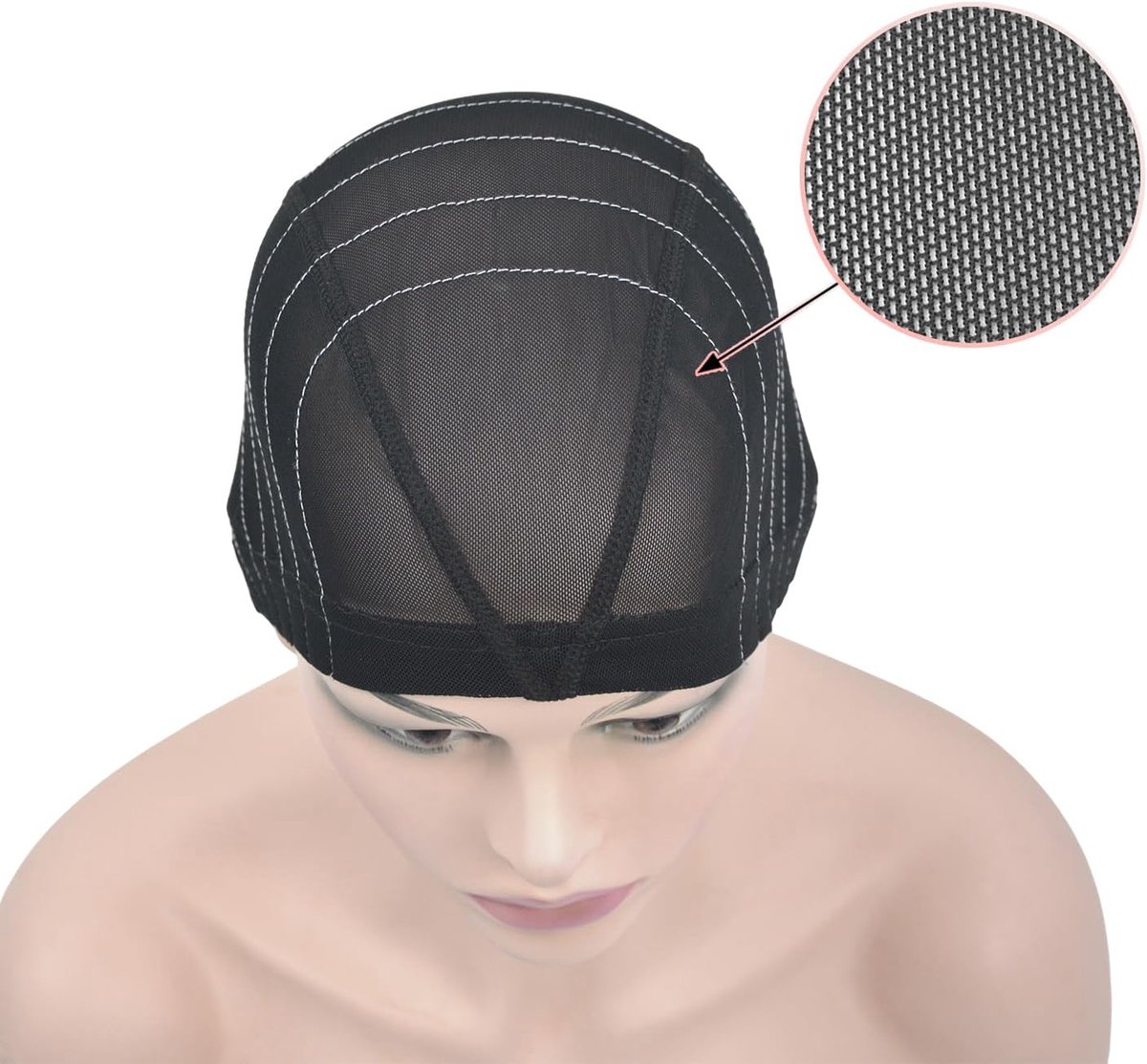 Dome Pruikbasis met Richtlijnenkaart voor Pruiken Maken - Rekbare Pruikdoppen voor Beginners(4x4 L)
