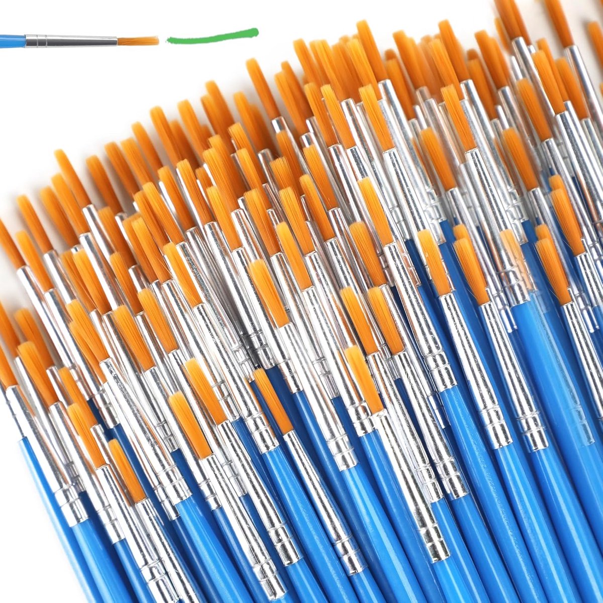 Verfborstels Bulk 100 stuks set, ronde nylon haarborstels geschikt voor acryl, olie, aquarel, rotsschilderen, body face nail art, tekenen en kunstbenodigdheden voor kinderen en volwassenen.