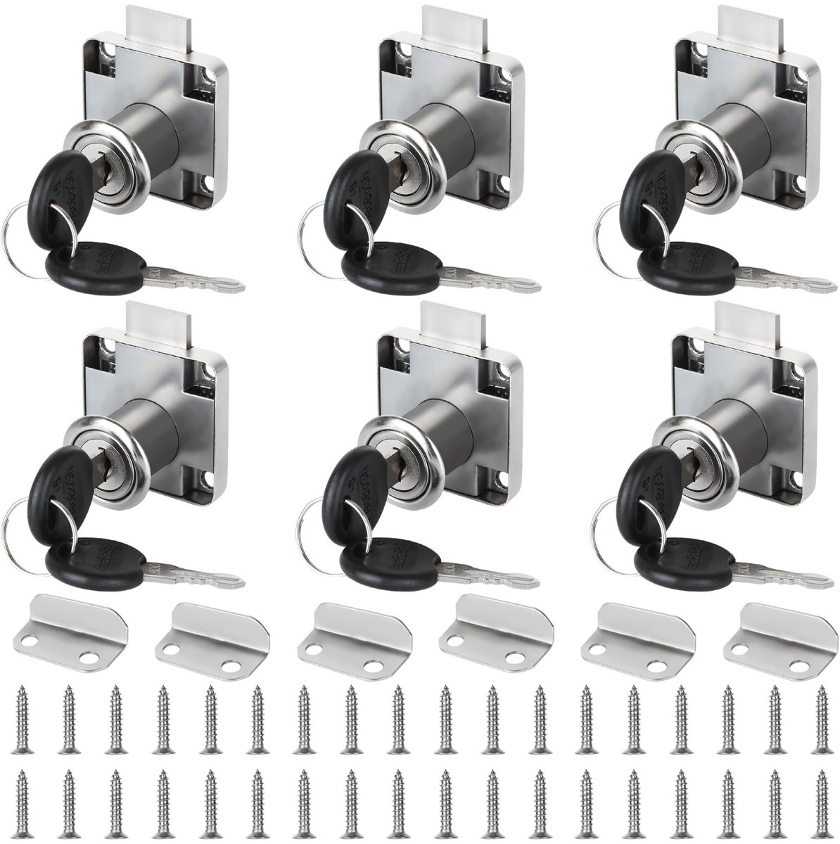 Set van 6 kastslot, 20 mm meubelslot, kastslot met sleutel, slot met sleutel, meubelslot opschroefslot, kastset voor laden en kasten