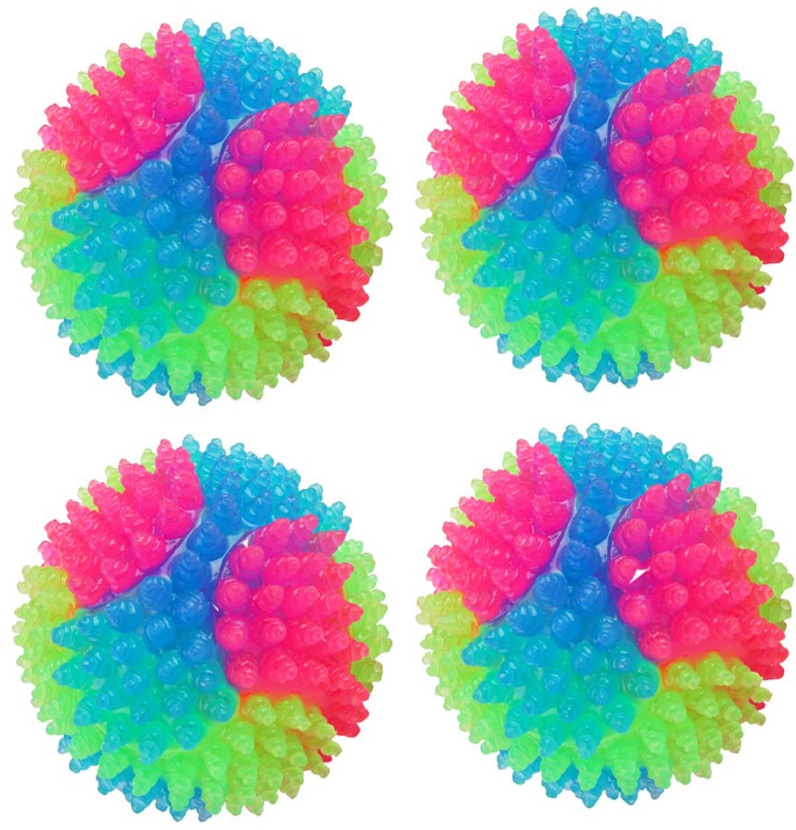 Hondenballen Light Up Dog Balls Oplichten Elasticiteit Bal Huisdier Kleur Lichtbal Gloeiende Ballen voor puppy, katten, honden (4 stuks steek ballen)