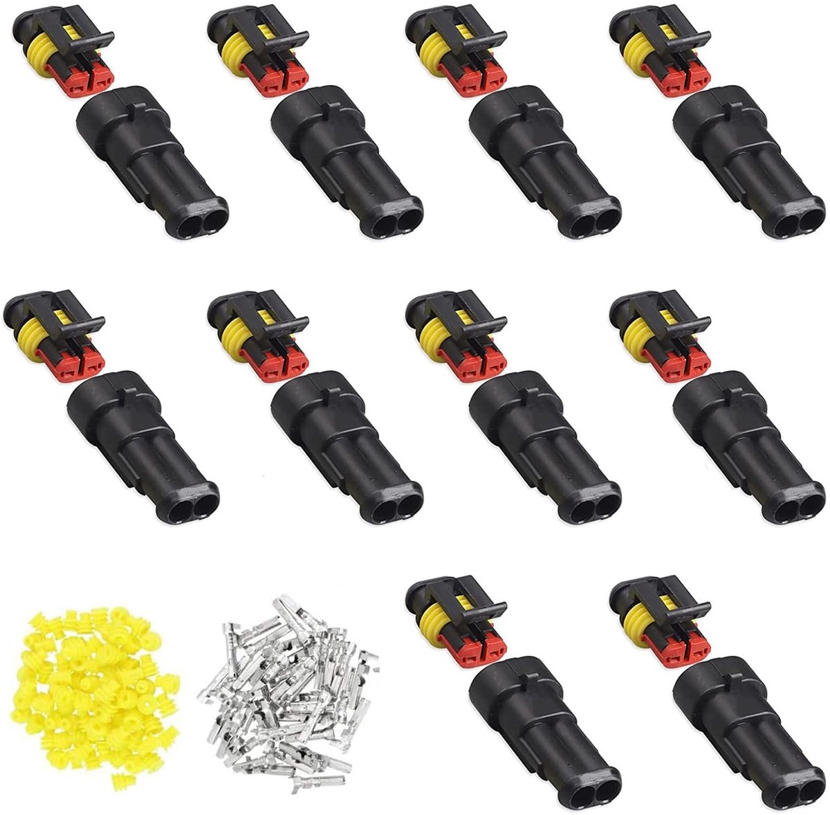 Connectoren, 10 stuks, 2-polig, waterdicht, snelaansluiting, voor motorfiets, scooter, auto, vrachtwagen, marineblauw, harnas, sockets
