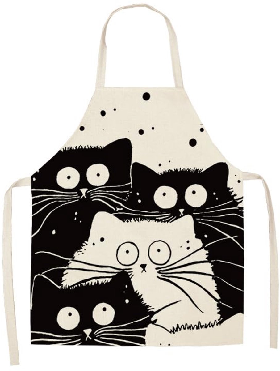 Keukenschorten met kattenmotief voor volwassenen en kinderen om samen te koken, te barbecueën of feestjes te vieren Kat