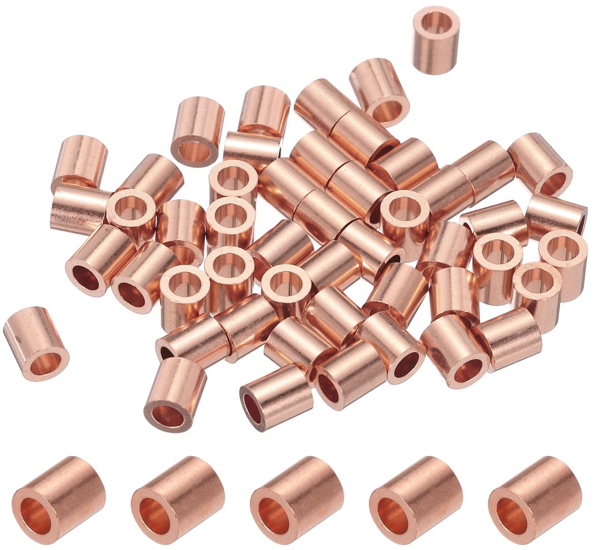 3 mm kabelstophuls, 50 stuks koper stelringhuls voor kabelferrule, goudkleurig