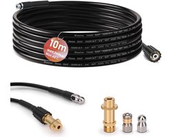 SnelShoppen - Buisreinigingsslang 10m met M22-adapter, stijf + roterend sproeiers, 240bar | Ideaal voor Kränzle en Kärcher K2-K7, 60 °C hogedrukreinig