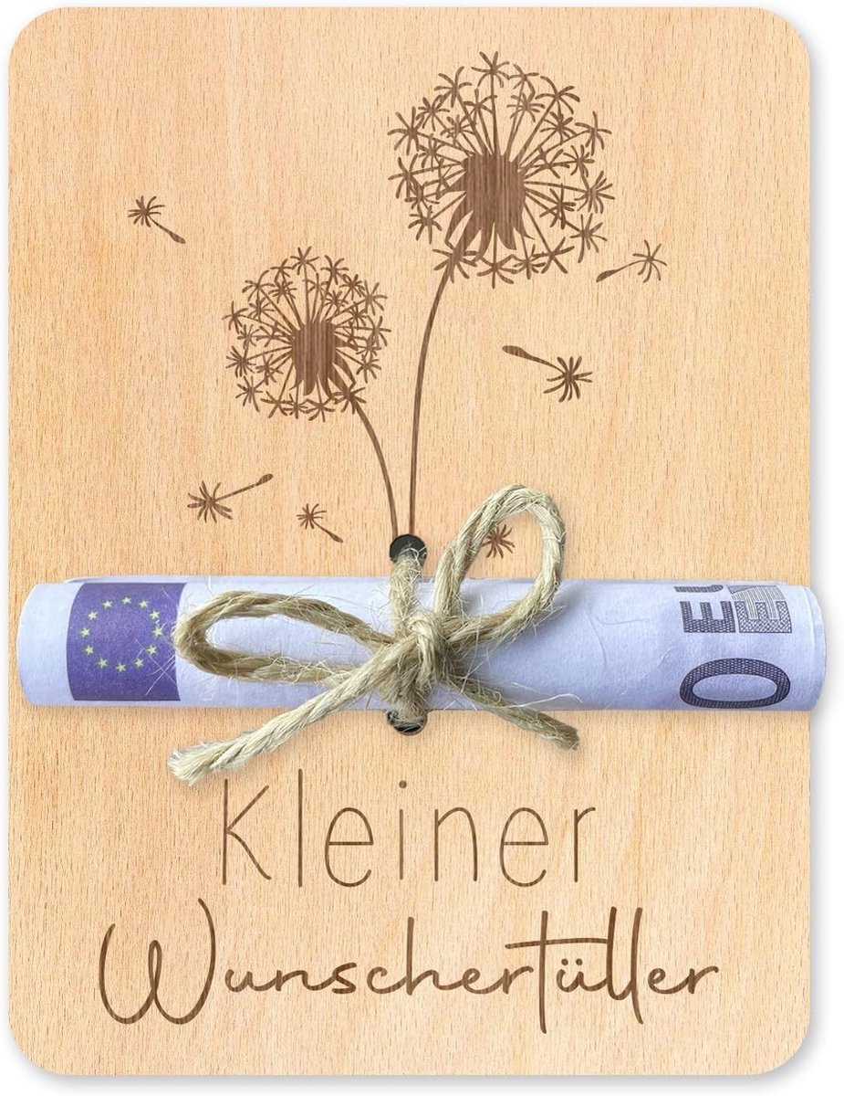 Houten Geld Cadeau Doos, 12 x 9 cm, Perfect voor Verjaardag, Reisbon, en Vissers Cadeau met Wensvulling