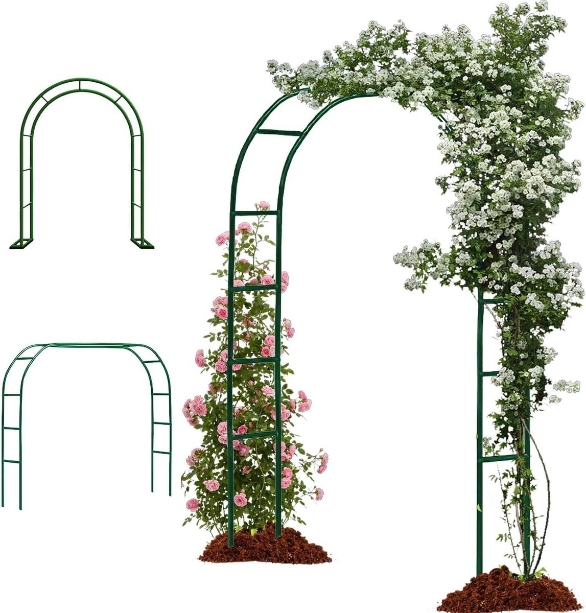 Metalen Tuinboog - Klimplant Steun - Tuin Decoratie - Roestvrij Staal - 260 x 230 cm - Zwart