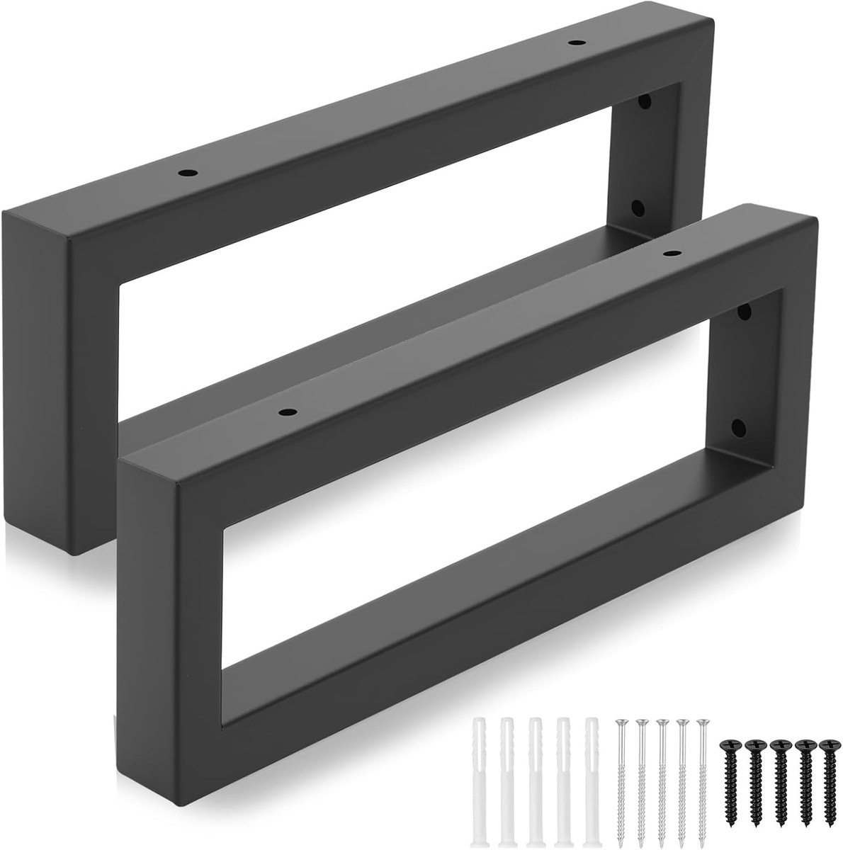 Poten, poten voor eettafel, rechthoekige meubels, bankpoten voor kast, bank, tafelframe, zwart (L 30 cm x B 10 cm x H 3 cm)