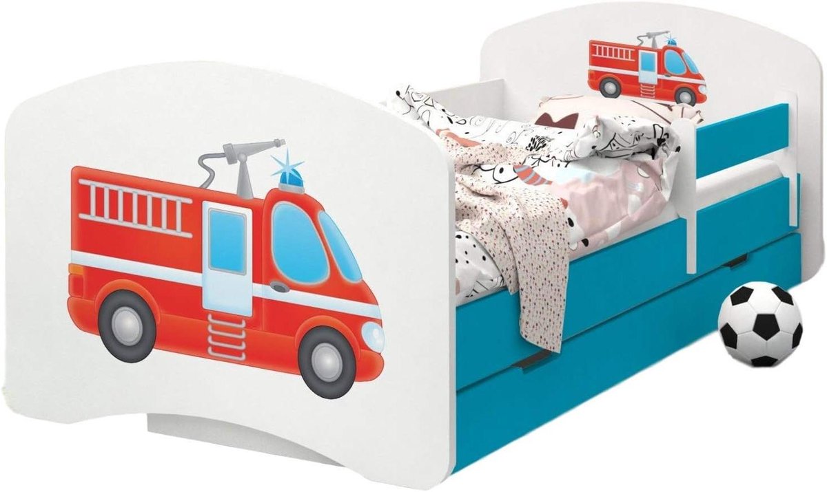 Babybed met Lade - Kinderbed Peuterbed - Veilige Slaapomgeving - Afneembare Zijkant - 140x70 cm - Blauw
