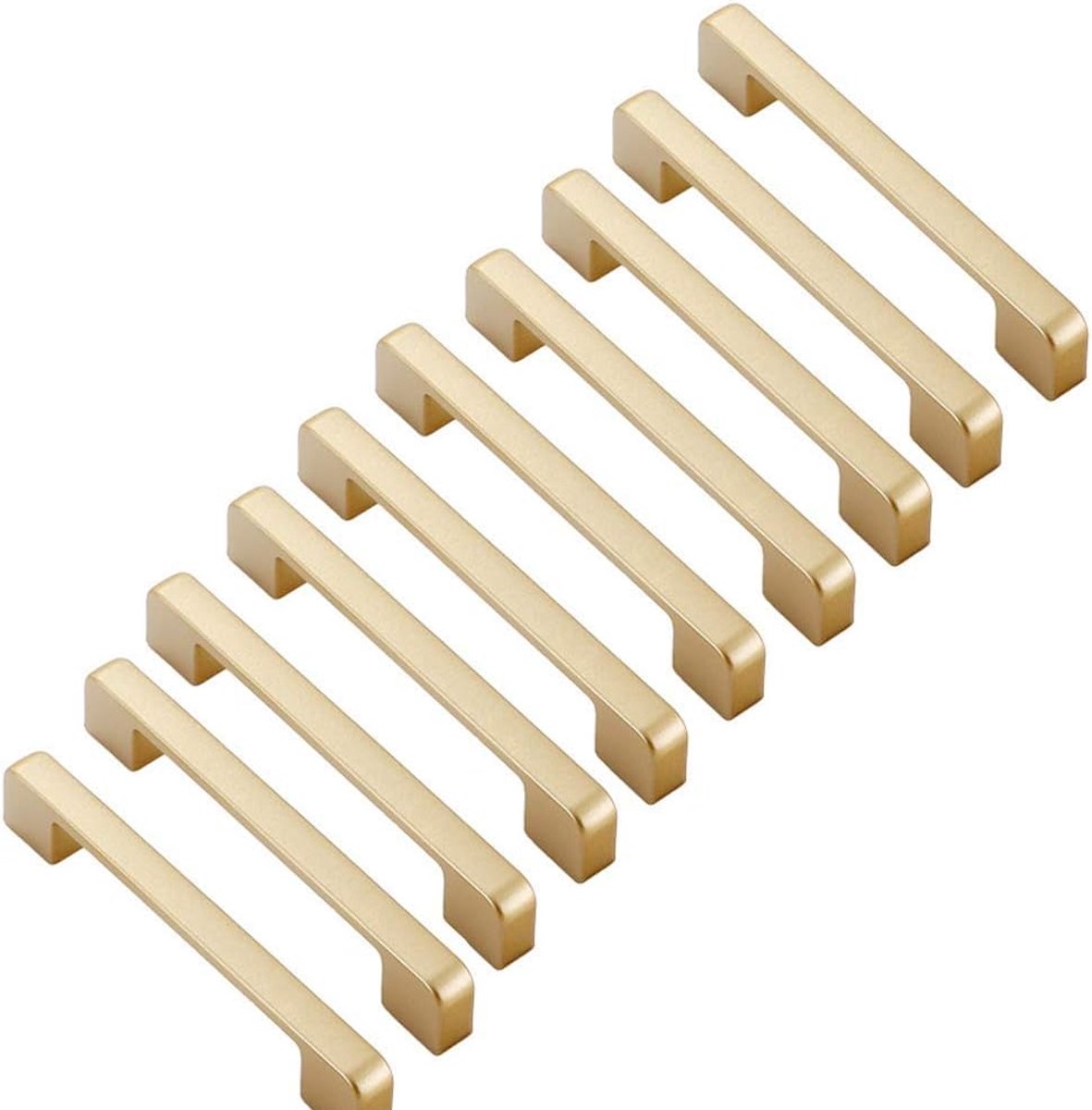 Deurgreep voor keuken, goudkleurig, 10 stuks, meubelgreep, lade, handgreep, afstand 128 mm, goudkleurige grepen, kastgreep