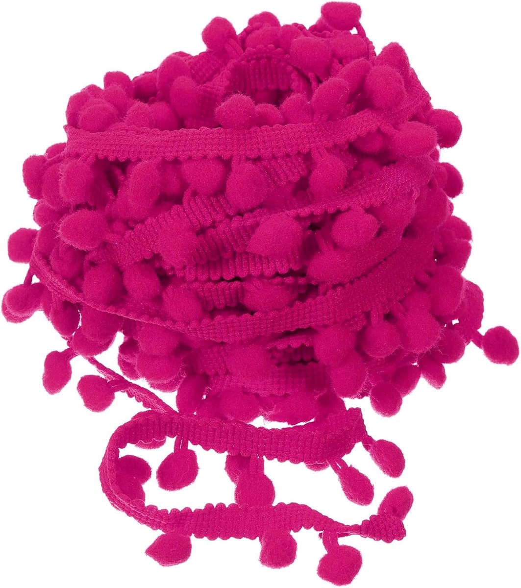 10 Iarde band met pompons, bal, franjes, trim accessoires voor het naaien van gordijnen, jurken, kussens (8 mm, fuchsia)